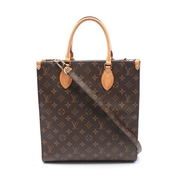 Louis Vuitton Sac Plat Tote Bag Leather Monogram Brown - Picture 1 of 7